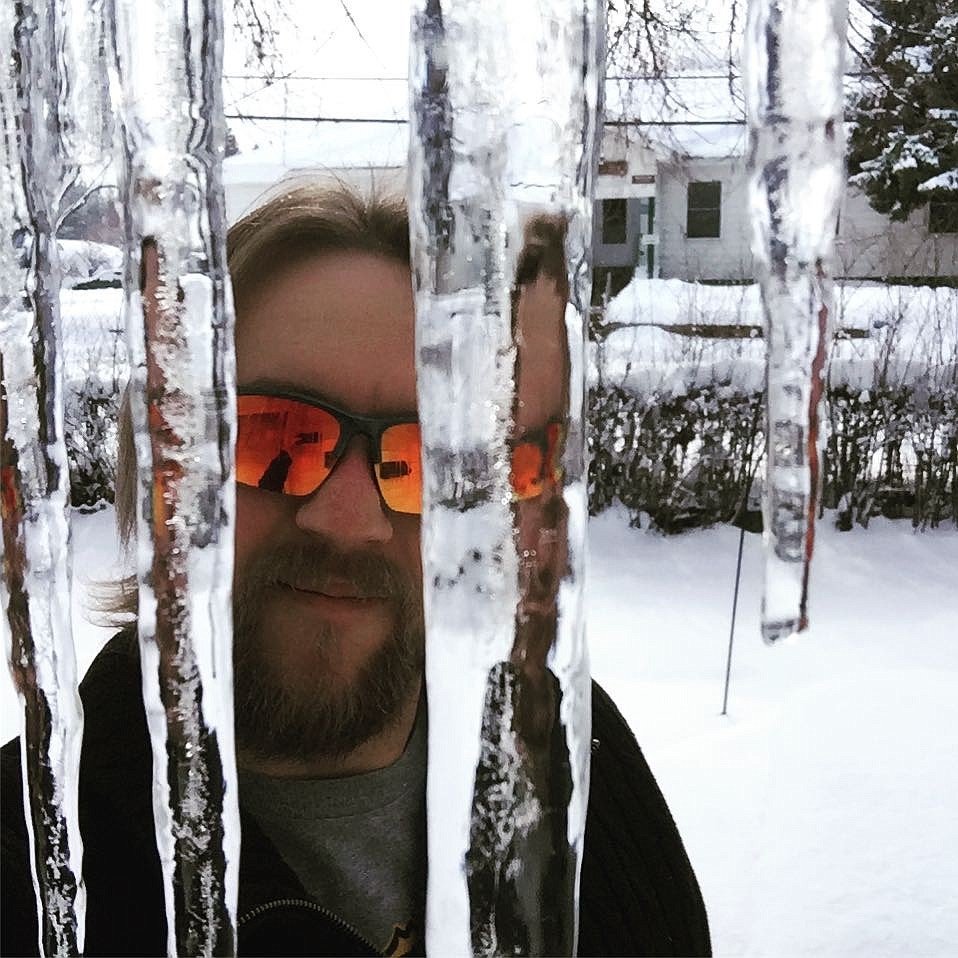 ST. REGIS music teacher Derek Larson enters another worldly nuance with icicles outside his home as area temperatures plunged below zero last week. (Photo courtesy of Derek Larson)