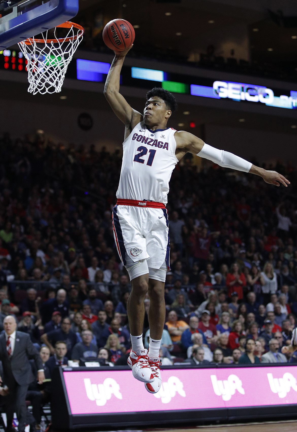 AP Photos/John Locher, file 
Gonzaga&#146;s Rui Hachimura dunks against Saint Mary&#146;s during the first half of the West Coast Conference tournament championship, March 12 in Las Vegas.