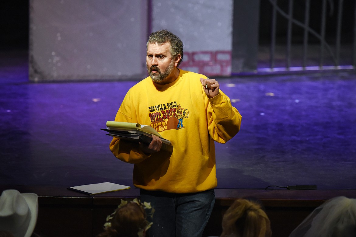 Brach Thomson speaks to the group before rehearsing &quot;Addams Family: The Musical&quot; at the Bigfork Playhouse Children's Theatre at Bigfork Center for the Performing Arts on Wednesday, March 13. (Casey Kreider/Daily Inter Lake)