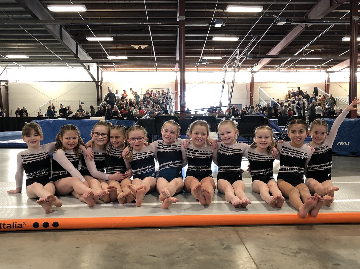 Courtesy photo
Avant Coeur Level 2s took 2nd Place Team at the Snow Globe Classic gymnastics meet at the Kootenai County Fairgrounds. From left are Georgia Carr, Analise Garcia, Audrey Slauson, Karly Harmon, Jadyn Jell, Quinn Howard, Summer Nelson, Olivia Hynes, Addi Evans, Gabriella Navarrete and Lucky Call.