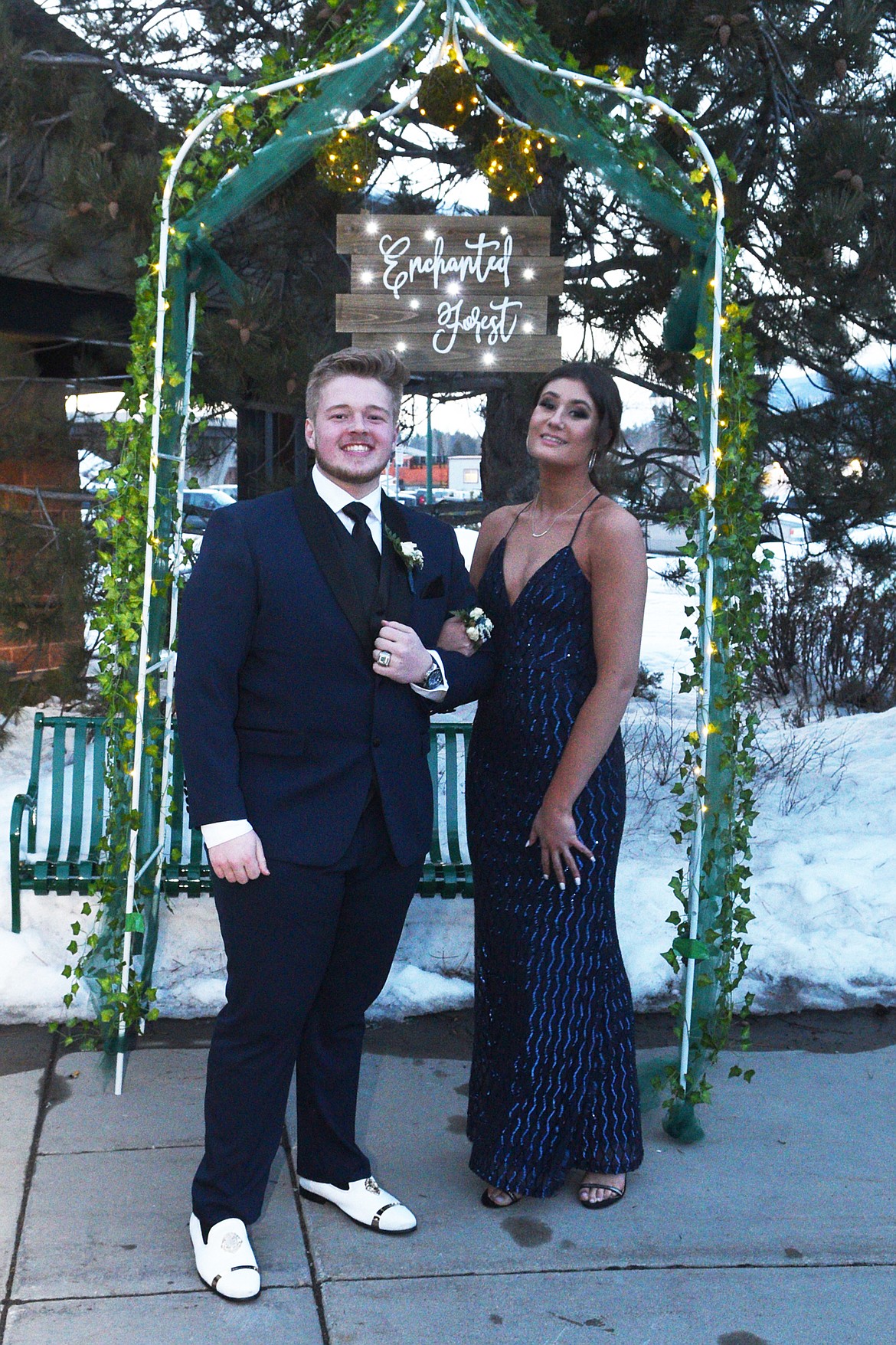 Students walk in the Grand March Saturday night during the Whitefish High School Prom at the O&#146;Shaughnessy Center. (Heidi Desch/Whitefish Pilot)