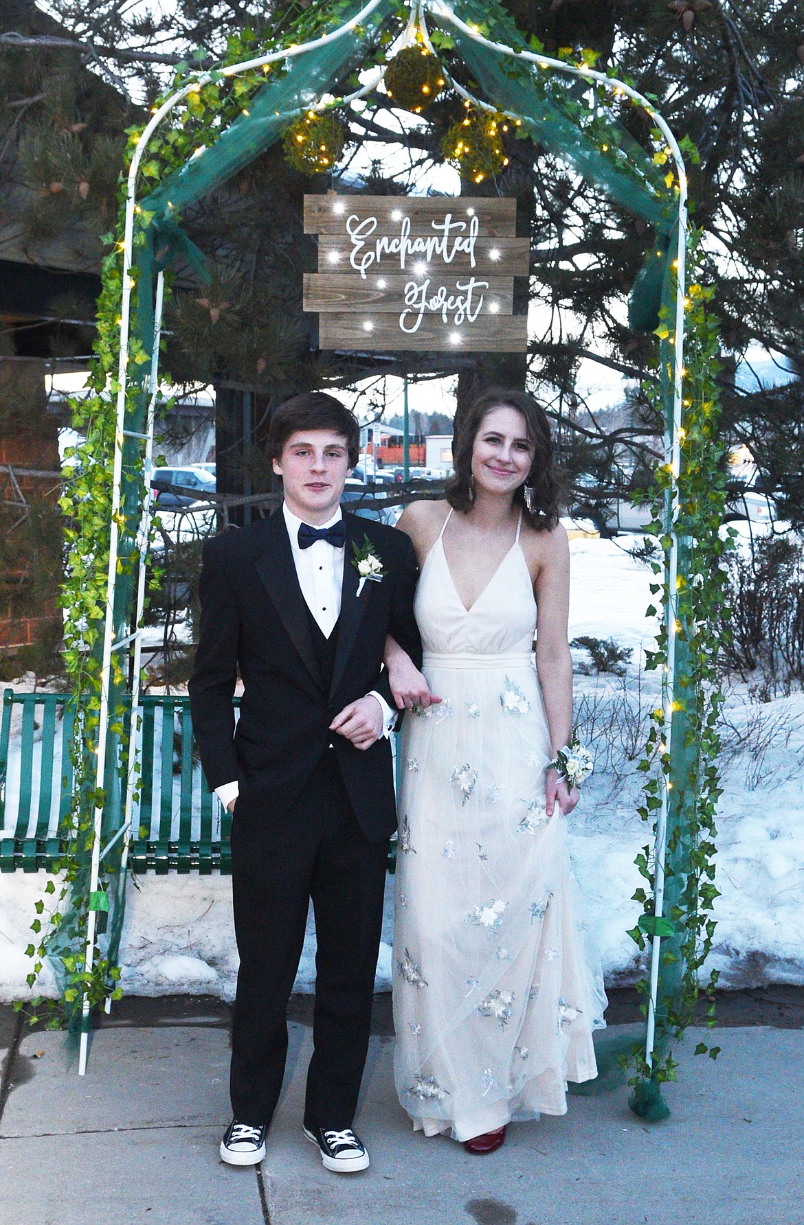 Students walk in the Grand March Saturday night during the Whitefish High School Prom at the O&#146;Shaughnessy Center. (Heidi Desch/Whitefish Pilot)