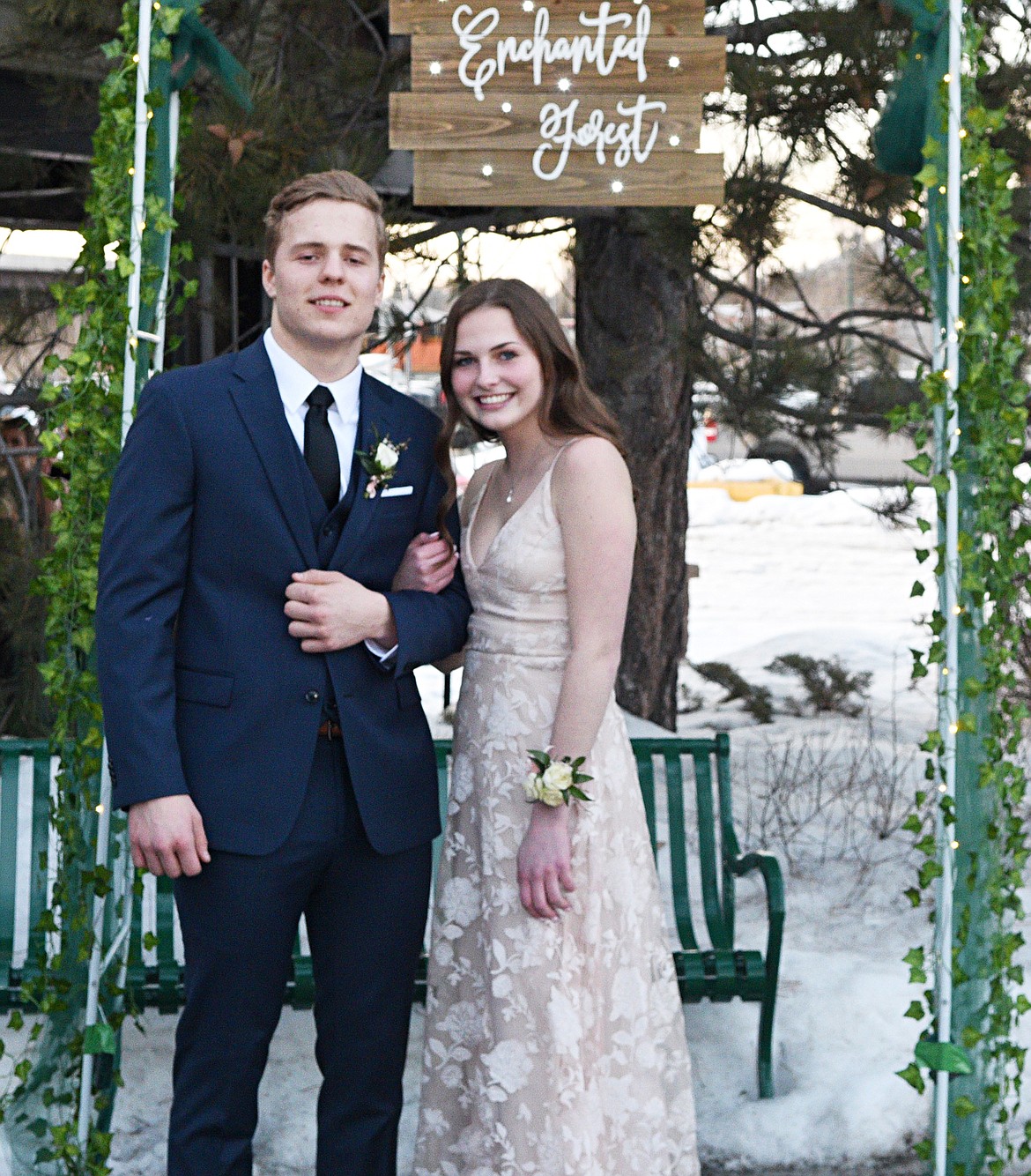 Students walk in the Grand March Saturday night during the Whitefish High School Prom at the O&#146;Shaughnessy Center. (Heidi Desch/Whitefish Pilot)