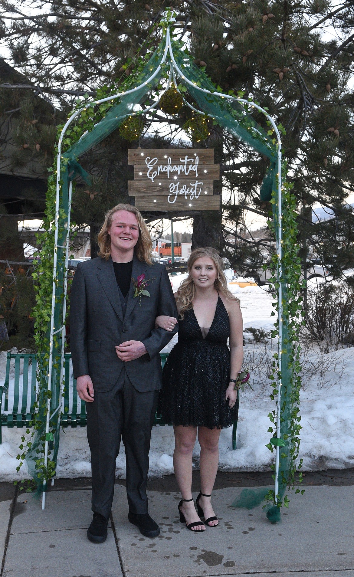 Students walk in the Grand March Saturday night during the Whitefish High School Prom at the O&#146;Shaughnessy Center. (Heidi Desch/Whitefish Pilot)