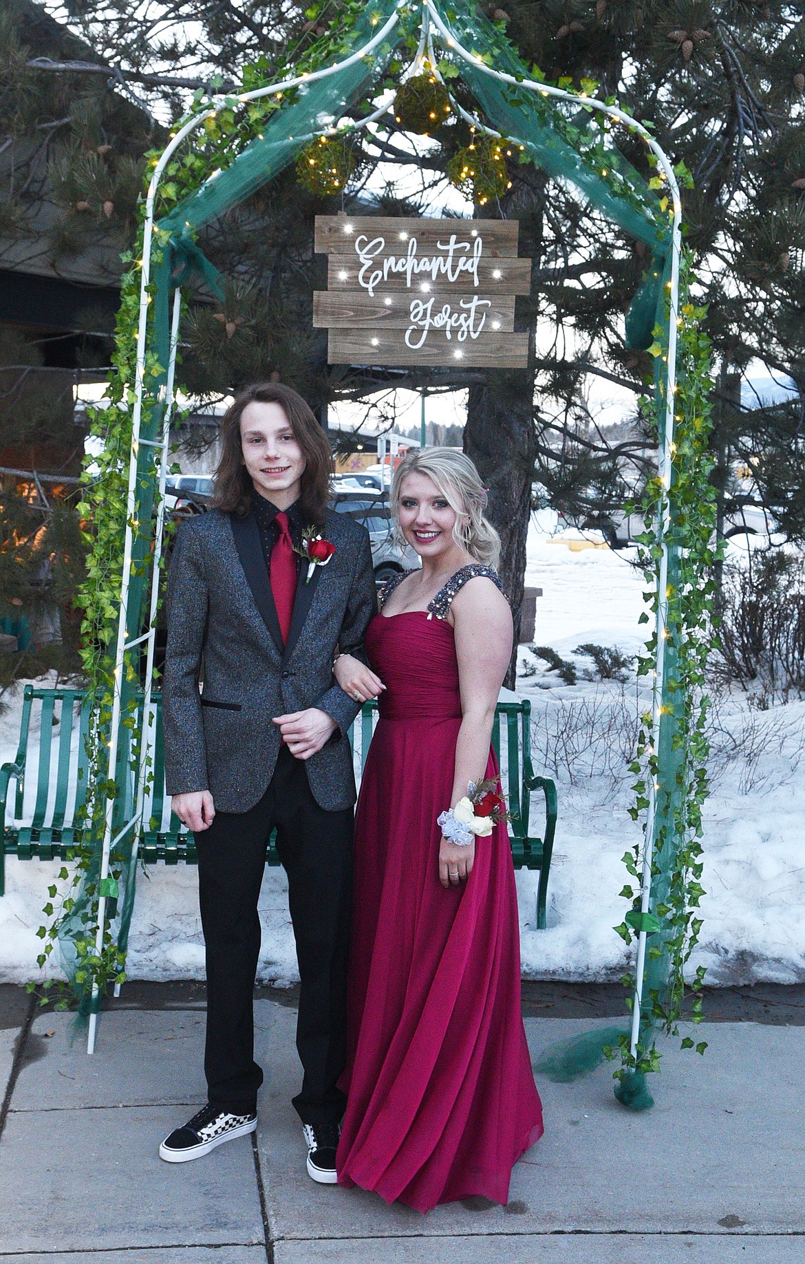 Students walk in the Grand March Saturday night during the Whitefish High School Prom at the O&#146;Shaughnessy Center. (Heidi Desch/Whitefish Pilot)