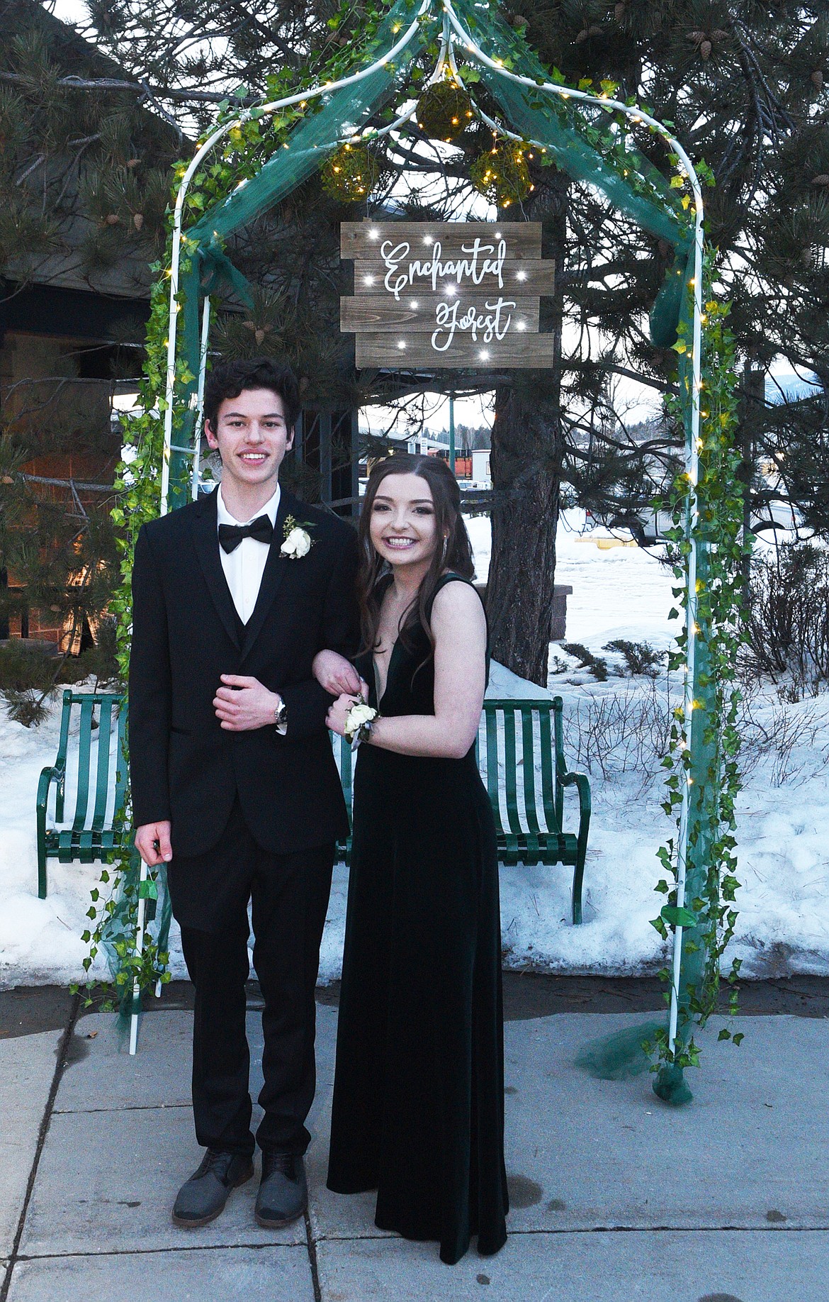 Students walk in the Grand March Saturday night during the Whitefish High School Prom at the O&#146;Shaughnessy Center. (Heidi Desch/Whitefish Pilot)