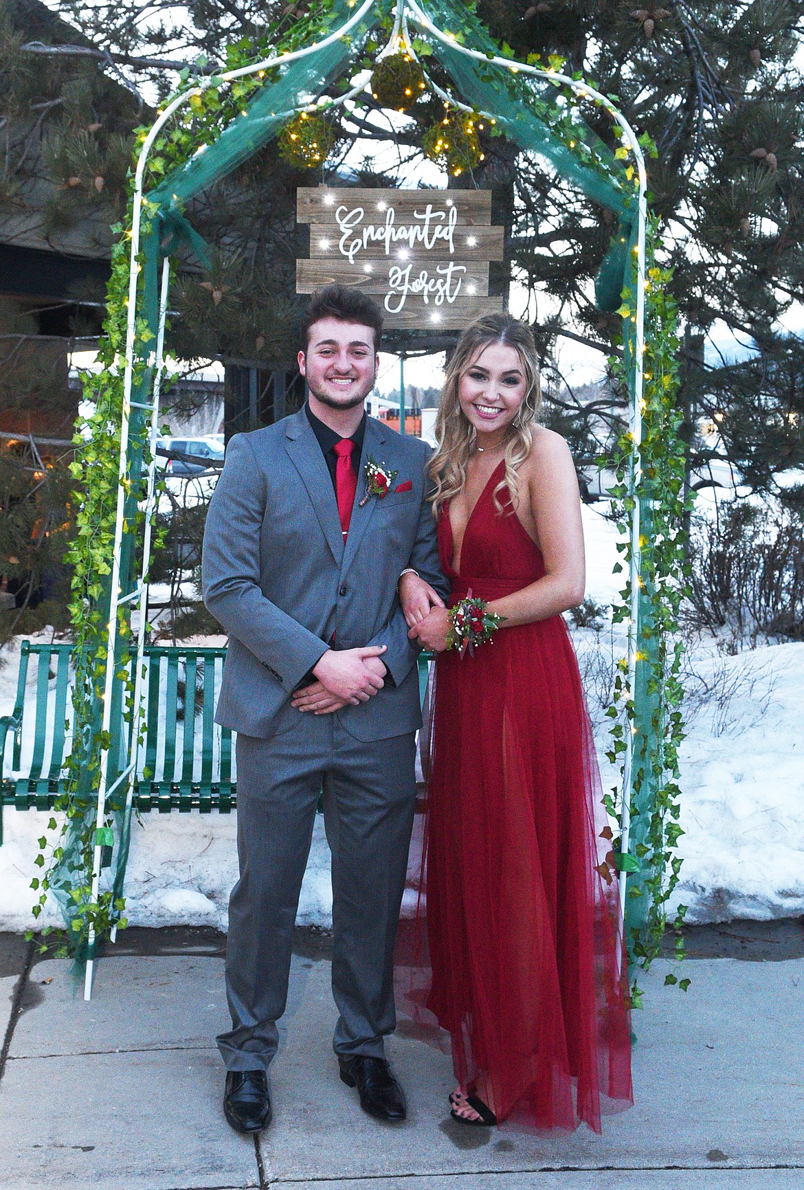 Students walk in the Grand March Saturday night during the Whitefish High School Prom at the O&#146;Shaughnessy Center. (Heidi Desch/Whitefish Pilot)