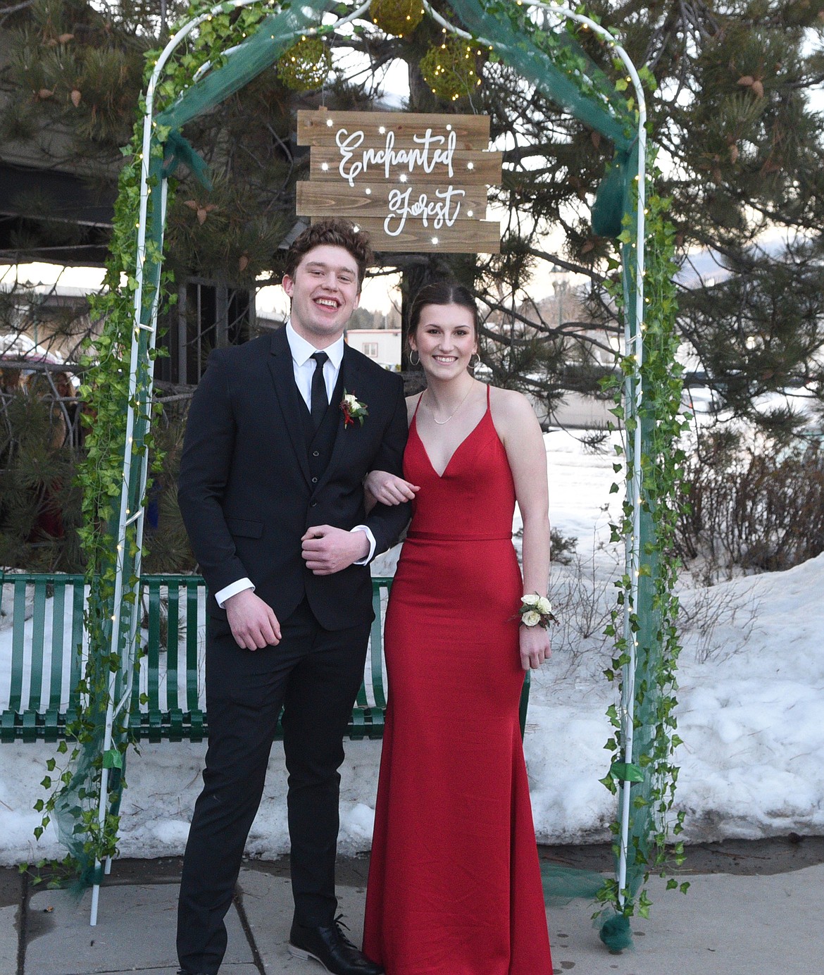 Students walk in the Grand March Saturday night during the Whitefish High School Prom at the O&#146;Shaughnessy Center. (Heidi Desch/Whitefish Pilot)