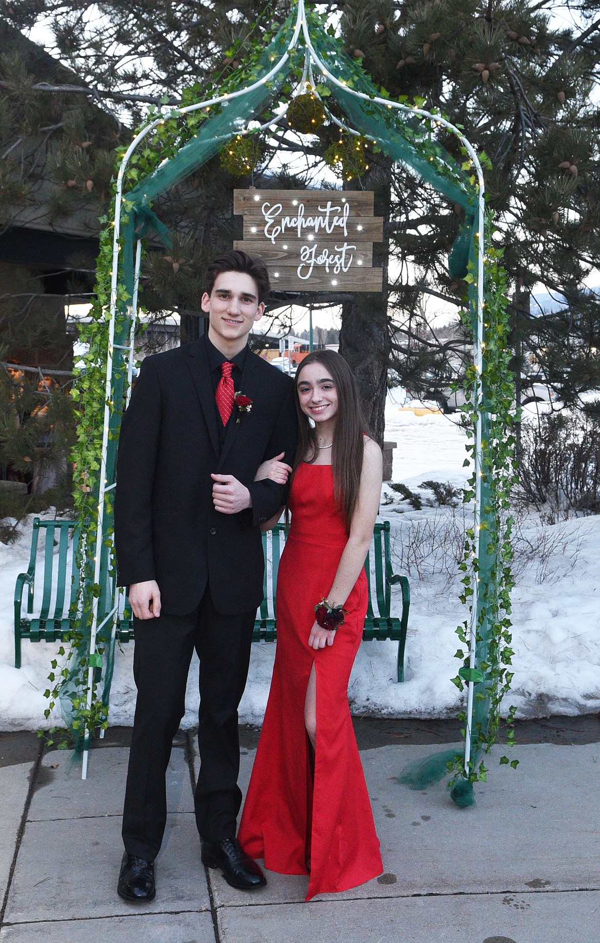 Students walk in the Grand March Saturday night during the Whitefish High School Prom at the O&#146;Shaughnessy Center. (Heidi Desch/Whitefish Pilot)