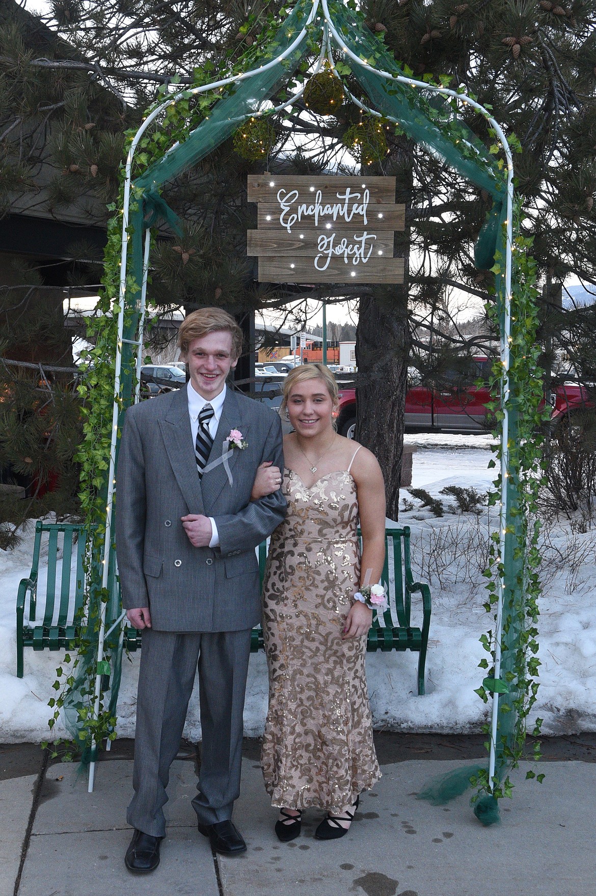 Students walk in the Grand March Saturday night during the Whitefish High School Prom at the O&#146;Shaughnessy Center. (Heidi Desch/Whitefish Pilot)