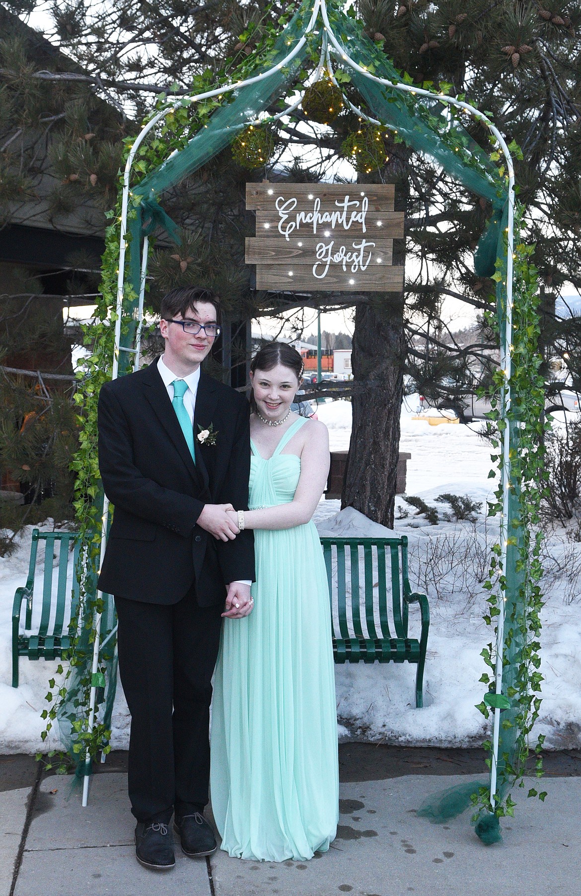 Students walk in the Grand March Saturday night during the Whitefish High School Prom at the O&#146;Shaughnessy Center. (Heidi Desch/Whitefish Pilot)