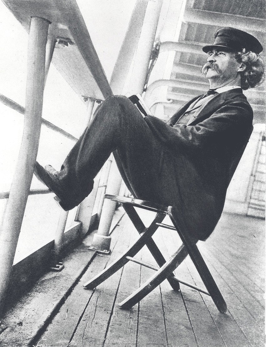 LIBRARY OF CONGRESS
On a world tour to pay off his debts, Mark Twain shown here on his way to Australia aboard the SS Warrimoo, toured the U.S., Canada and six other countries.