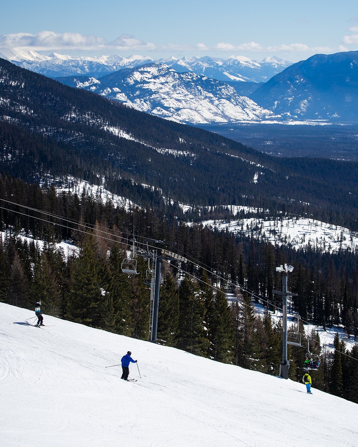 Skiers enjoy great weather on Sunday at Whitefish Mountain Resort. (Daniel McKay/Whitefish Pilot)