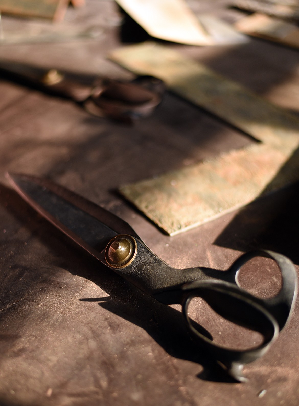 Detail of a pair of heavy sheers in Secrests studio.