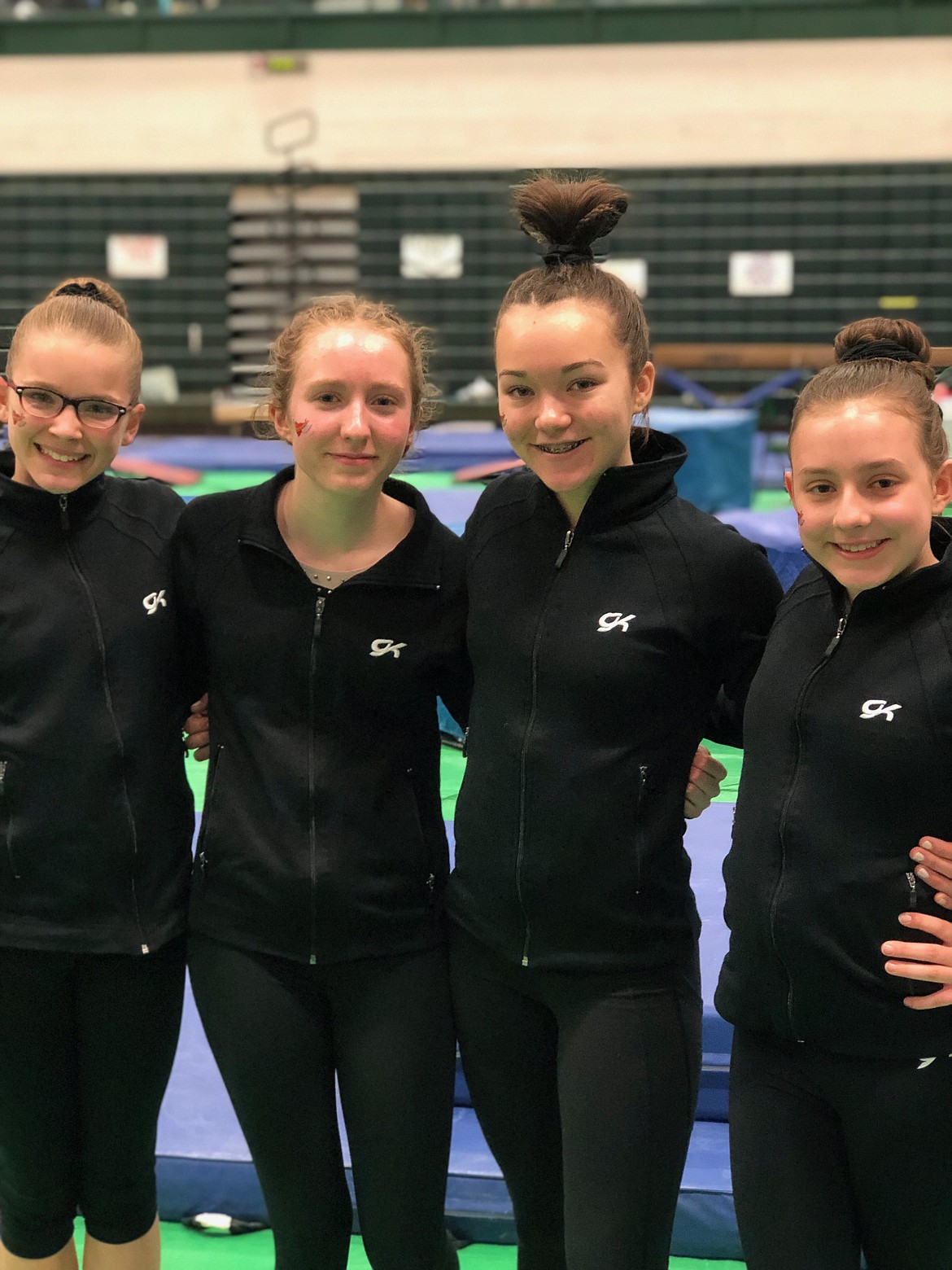 Courtesy photo
Avant Coeur Gymnastics older Xcel Golds at Xcel state championships in Hailey. From left are Amberly Johnson, Ellie Pavey, Sammy Pereira and Hadley Boyer.