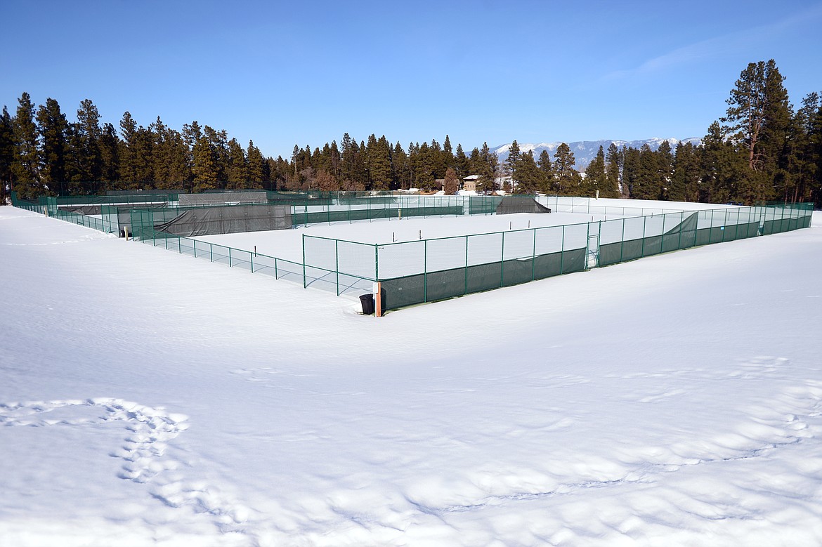 The tennis court complex at Flathead Valley Community College on Thursday, March 21. (Casey Kreider/Daily Inter Lake)