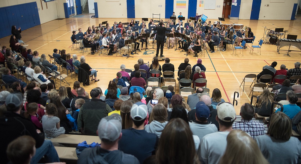 The middle and elementary school bands perform at a concert, Friday in Libby. (Luke Hollister/The Western News)