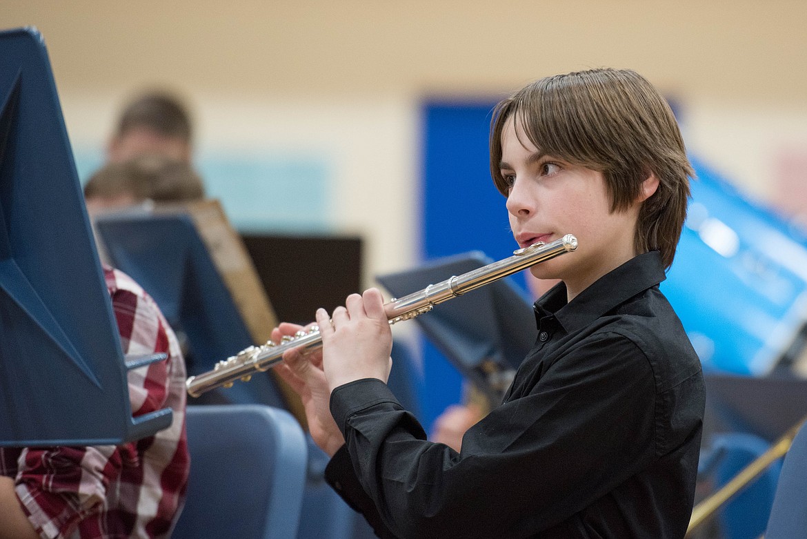 Jared Iliff plays at a concert performance, Friday at the Ralph Tate Memorial Gym in Libby. (Luke Hollister/The Western News)