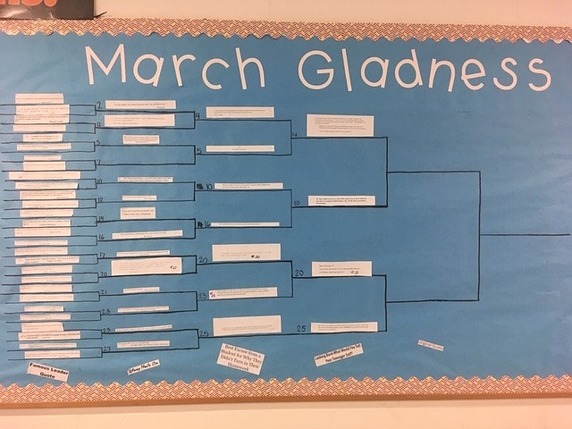 BCMS had a March Gladness competition where staff competed to come up with the most motivating quotes using a bracket system.