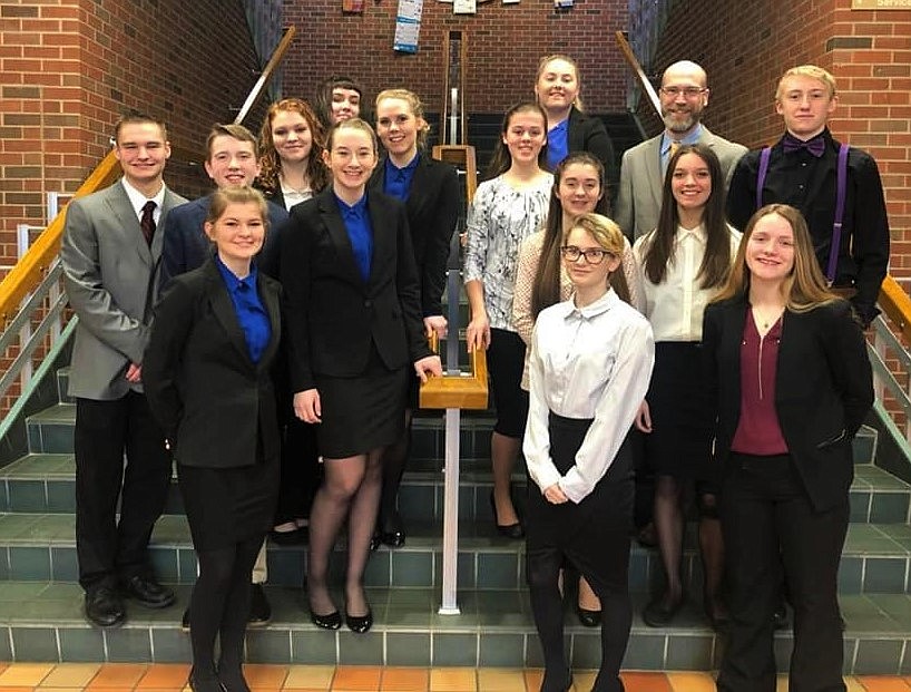 ST. REGIS BPA (Business Professionals of America) sent 16 members to state with 11 moving on to the National Leadership Conference in Anaheim in May. (Photo courtesy St. Regis BPA)