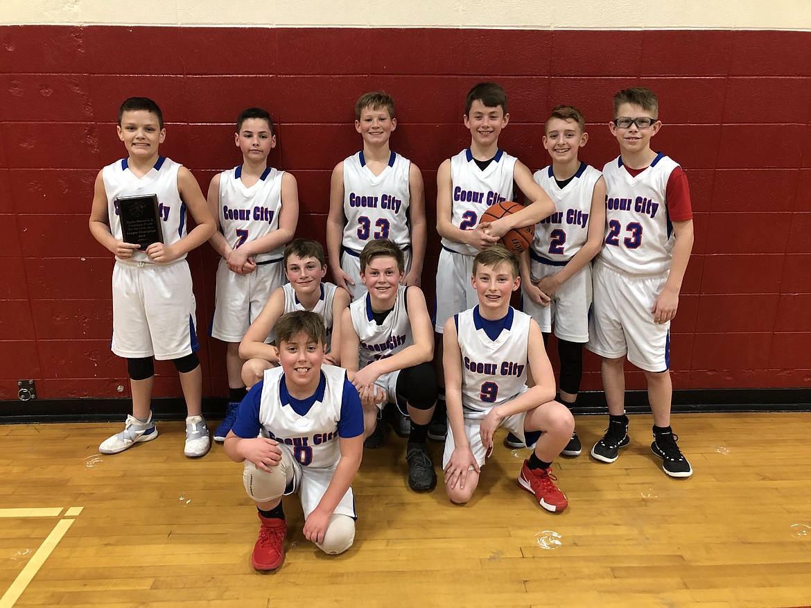 Courtesy photo
Coeur City went 7-0 to win the Hayden competitive league sixth-grade season. In the front from left are Cash Betts (0), Grady Westlund, Richie Hackett and Clayton Kennedy; and back row from left, Isaac Rook, Jack Murrell, Harrison Evans, Dylan Sutich, Wyatt Riske and Will Beckenhauer.