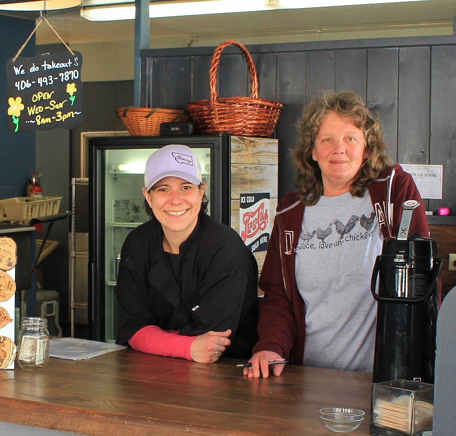 NEW FACES at the old Sidetrack Cafe, Aaron Bruffey (left) and Lorie Smith (right), are the cooks at Whipped Up. There are now two locations for the cafe with one in Superior and the other in Alberton, across from Alberton School. (Kathleen Woodford/Mineral Independent)