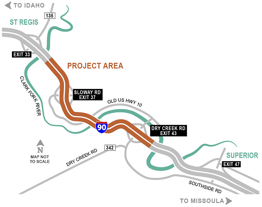 Department of Transportation graphic shows area of construction project that gets underway on April 1.