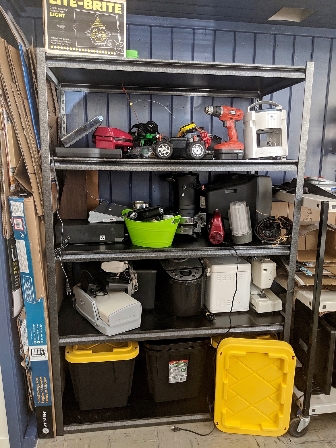 Various appliances and gadgets that were donated to the lab to be taken apart, repurposed and reassembled.