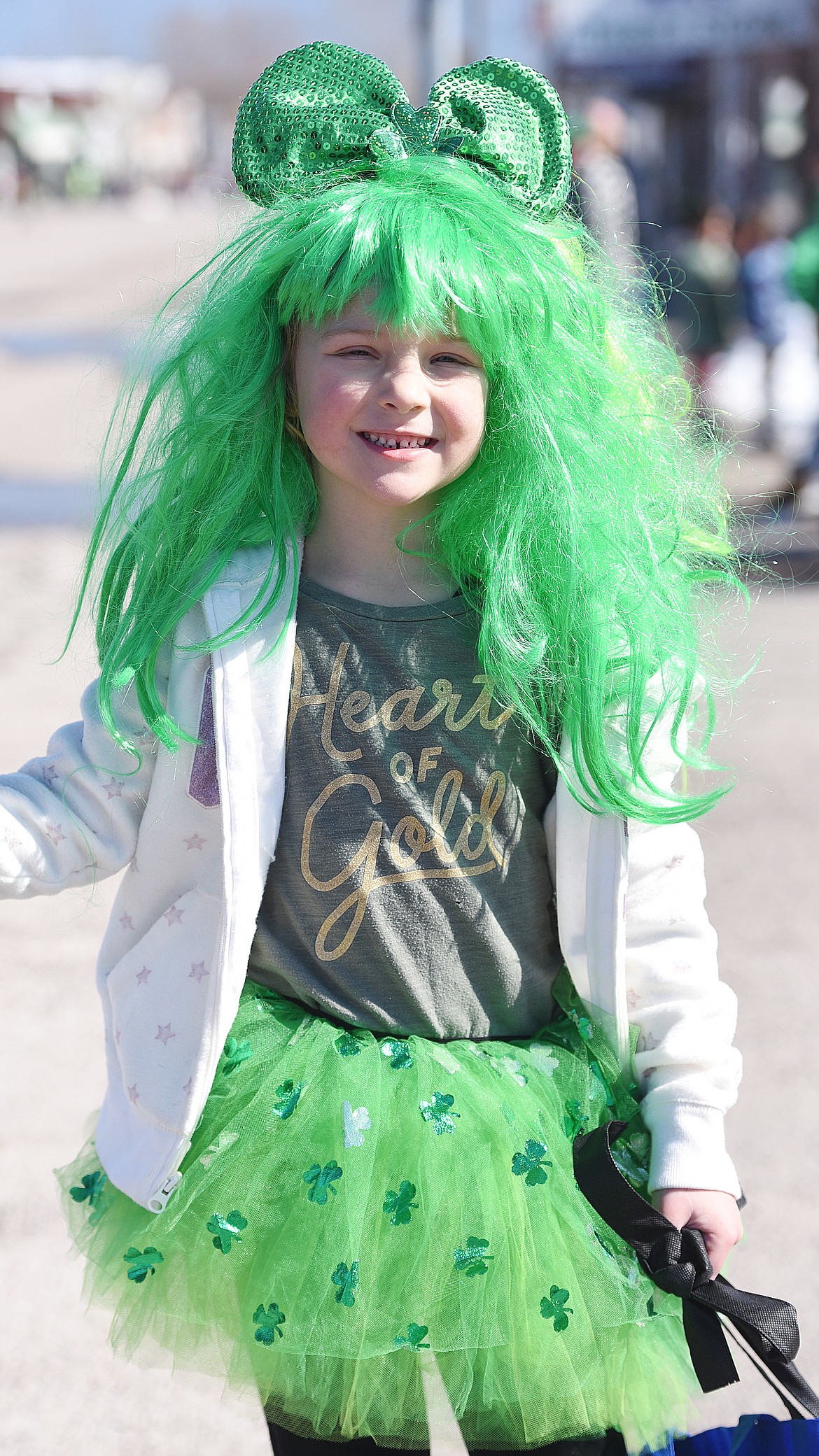 PIPER STARKEL, a 5-year-old from Polson, was dressed in her best Irish outfit to watch the TRIC St. Patrick's Day Parade on March 17.