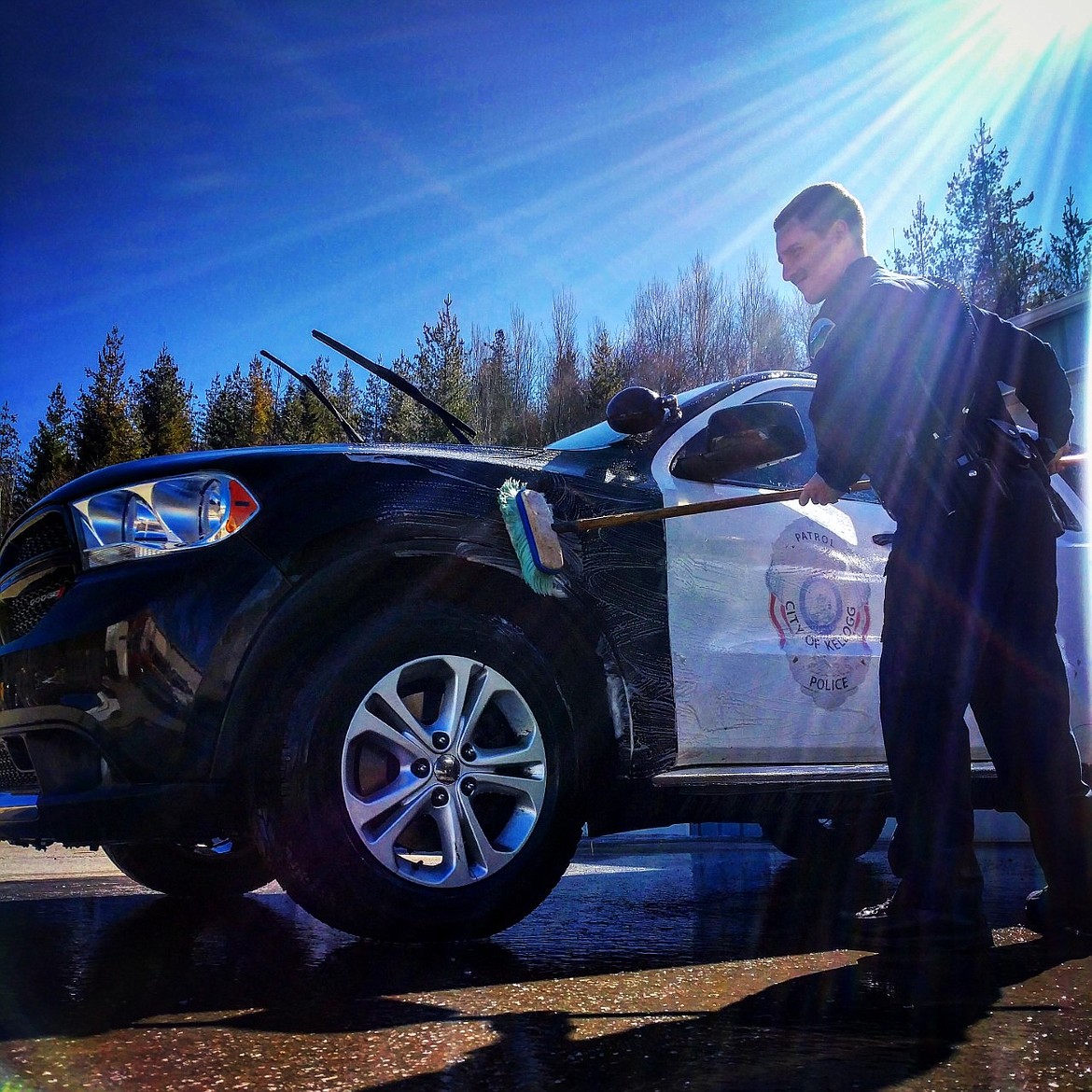 Probie washed his patrol vehicle. Thinking he has had big red truck washing duties once or twice.