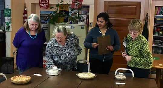 Brandy Elhert (far right) was the overall winner for her Key Lime Pie in the third annual Pie Contest held at the Mineral County Library on March 16 in Superior. (Photo courtesy of Mineral County Library)