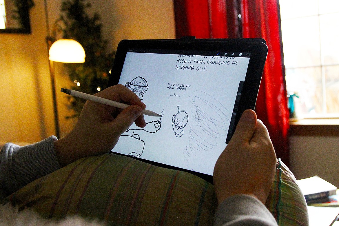 Dave Van Etten uses an iPad Pro, an Apple stylus and an app from Australia called Procreate to create his drawings and comics. He starts with rough sketches and methodically reworks each detail until he arrives at the finished piece. (ANDREAS BRAUNLICH)