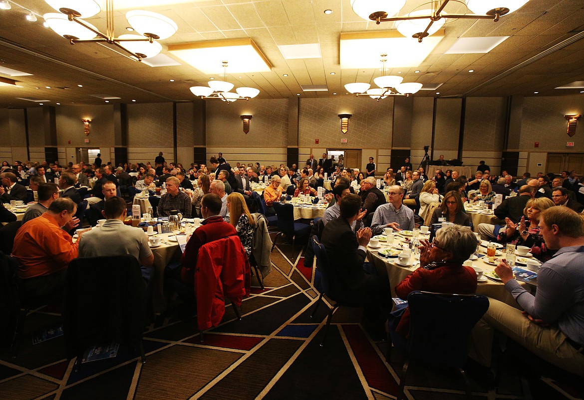 More than 400 attendees have lunch at the Coeur d'Alene Area Economic Development Corporation's annual meeting Monday at The Coeur d'Alene Resort. (LOREN BENOIT/Press)