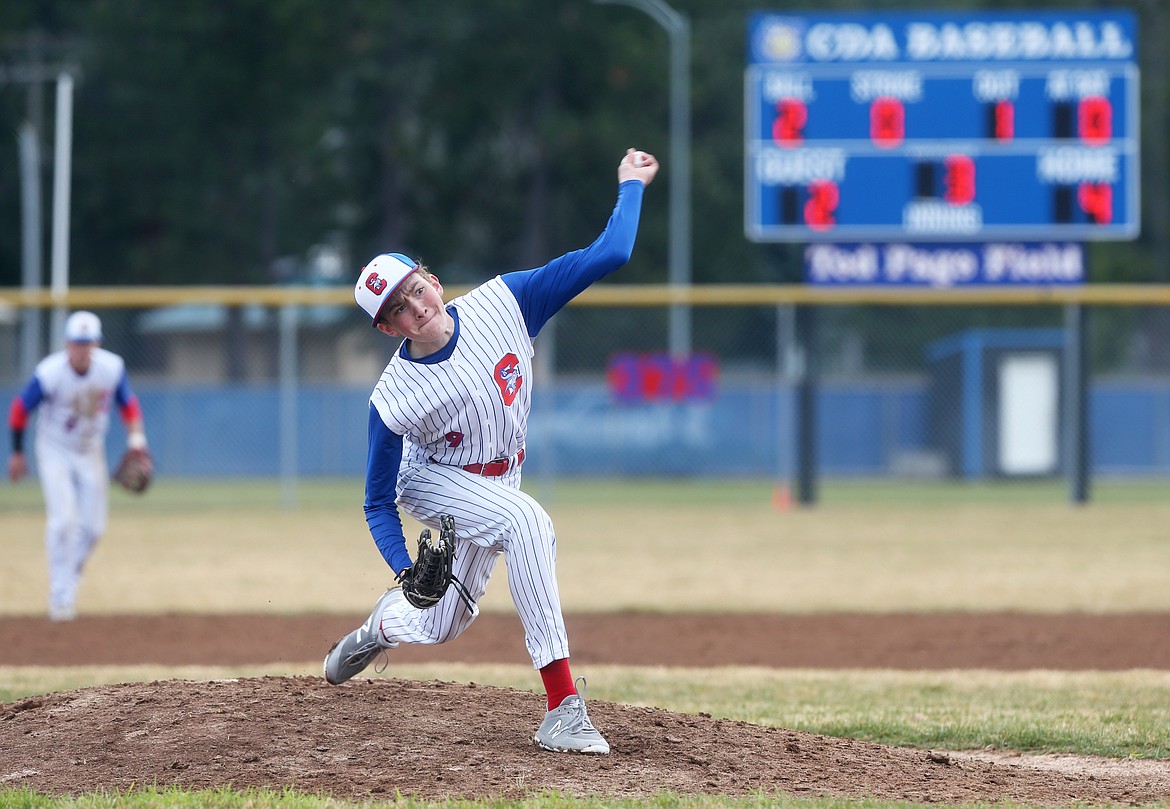Coeur d&#146;Alene Viking Liam Paddack delivers a pitch in a game against Lakeland on Wednesday afternoon at Coeur d&#146;Alene High.