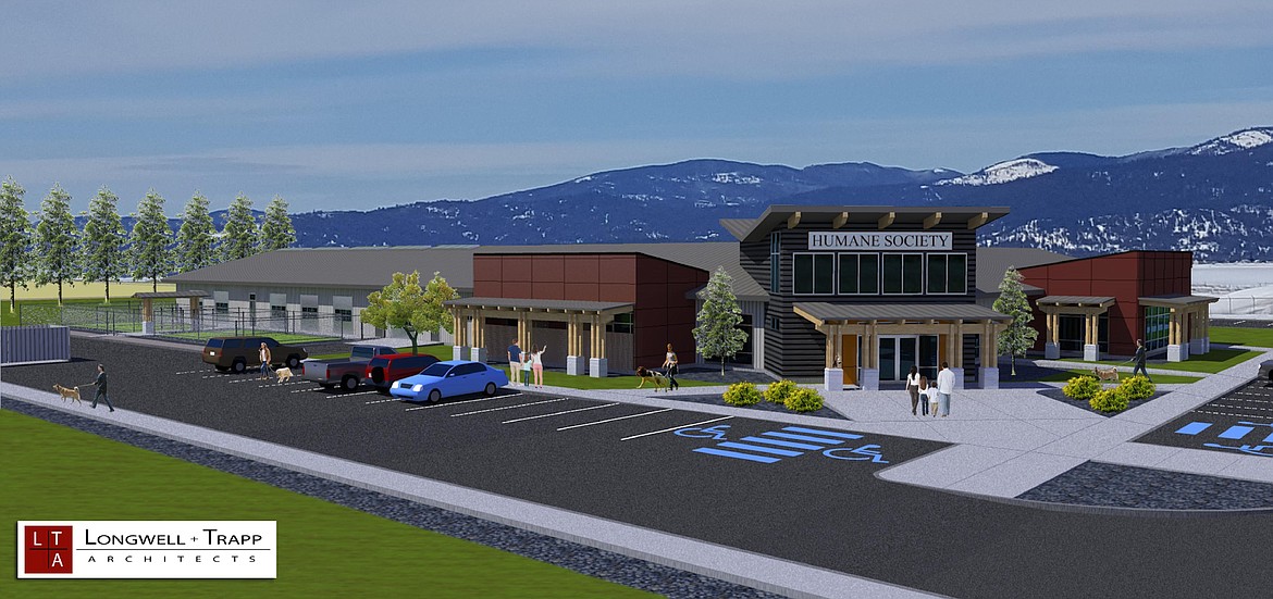 The nonprofit Kootenai Humane Society has announced plans to construct a new facility along Atlas Road north of Hayden Avenue in Hayden. A capital campaign has been launched to fund the project. Construction may start as soon as this fall, depending on fundraising. (Rendering courtesy of Kootenai Humane Society)