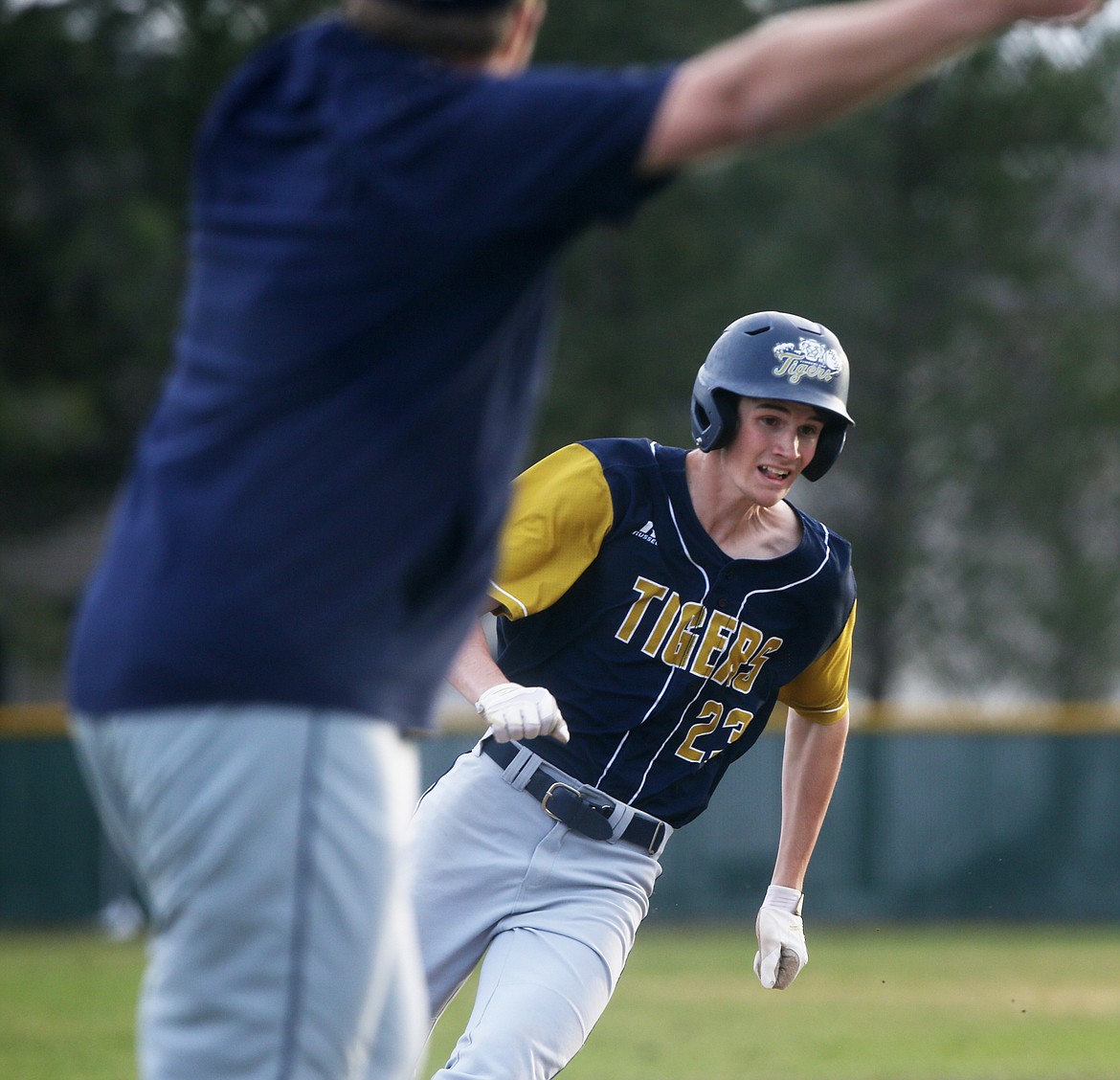 Timberlake&#146;s Jacob James rounds third base on his way to score a run in Thursday&#146;s game against Lakeland High. (LOREN BENOIT/Press)