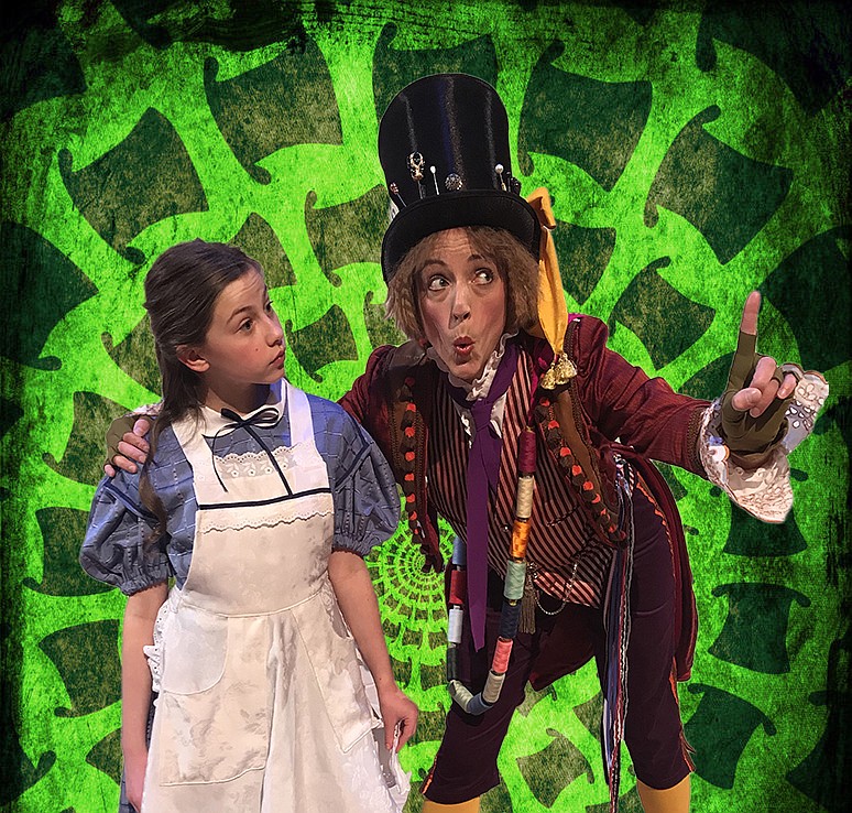 Simma Lefcourt, playing Alice, and Jill Dieser, playing the Mad Hatter, rehearse for Whitefish Theatre Co.&#146;s upcoming production of &#147;Alice In Wonderland.&#148; (WTC courtesy photo)