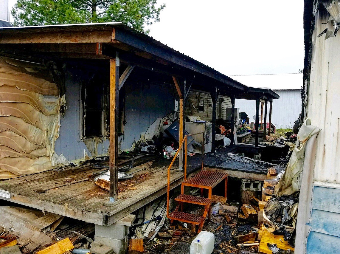 The second neighboring trailer that received only minor fire damage thanks to the quick efforts of the Shoshone County Fire District No. 2 firefighters. The two trailers involved in the incident were only separated by roughly 8 feet of open space.