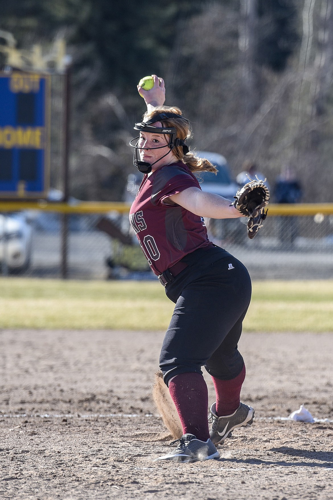 Troy&#146;s Mazzy Hermes winds up a pitch early in the third inning, Tuesday at Remp Field in Libby. (Ben Kibbey/The Western News)