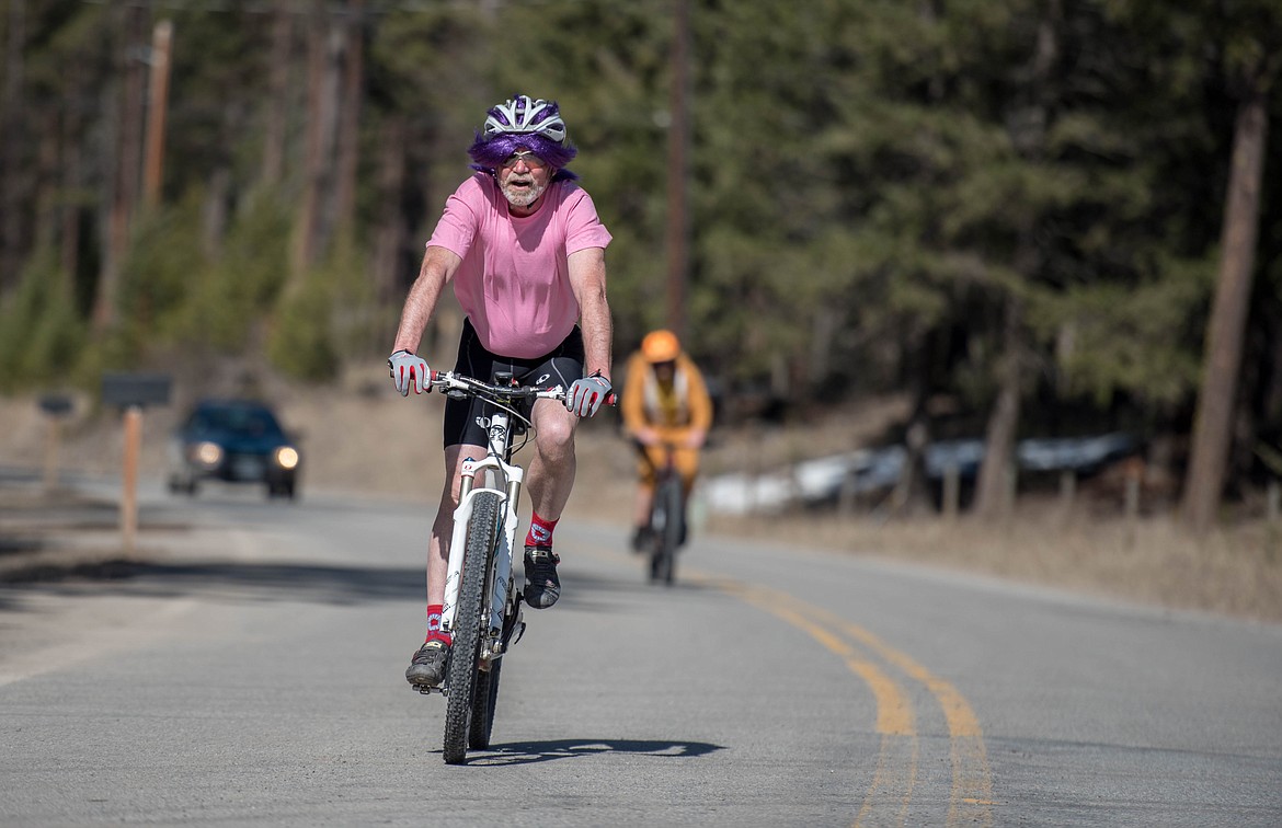 Charlie Meienberg cruises to the finish line at the annual Top to Dog Race, Saturday on Pipe Creek Road. (Luke Hollister/The Western News)
