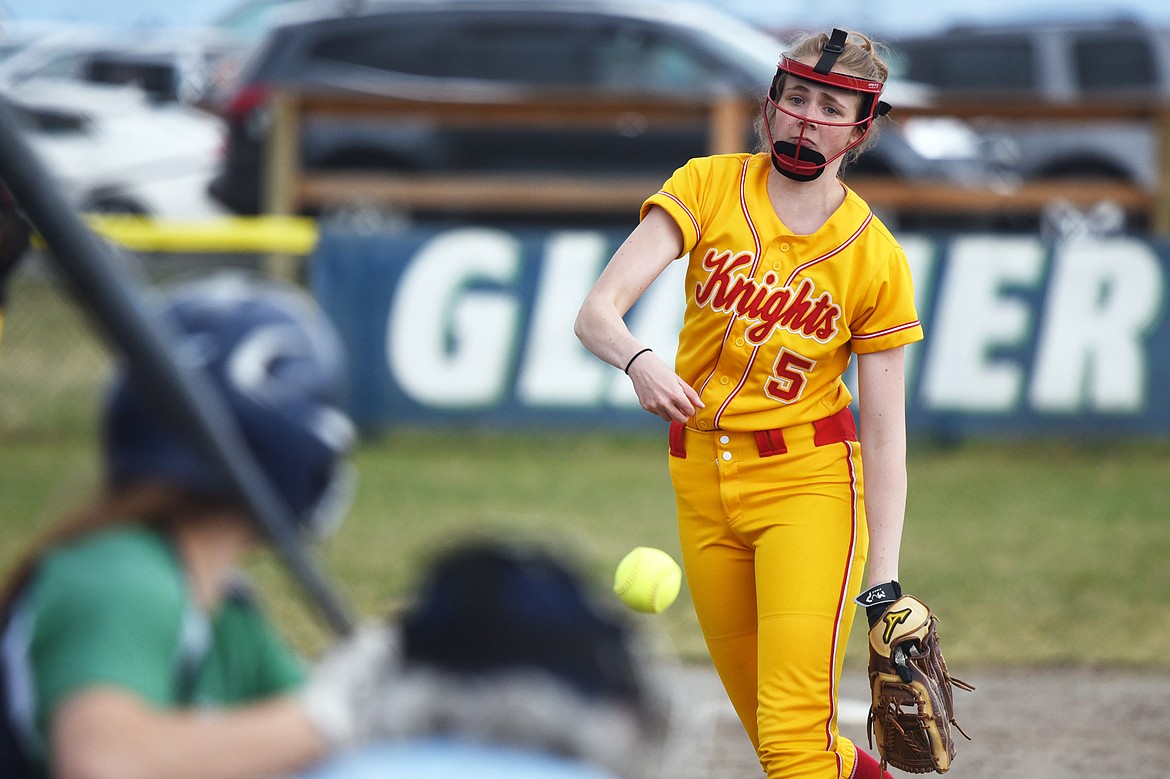 Missoula Hellgate pitcher Haleigh Irwin-Green works in the first inning against Glacier at Glacier High School on Friday. (Casey Kreider/Daily Inter Lake)