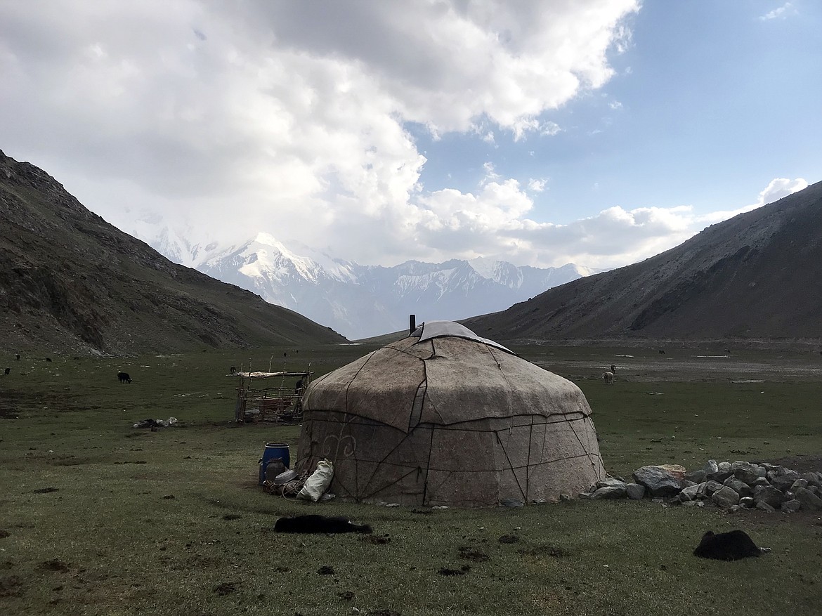 Kaitlyn Anderson of Kalispell spent the 2017-18 year studying abroad in Kyrgyztan on a Boren Scholarship. During her time there she interned with an organization that studies wild cats such as snow leopards. She lived both in the large city of Bishkek and spent time deep in the mountains. While working in remote locations, herders invited Anderson to stay in their yurts. Yurts offer herders the mobility to move around as their livestock grazes. (Photo by Kaitlyn Anderson)
