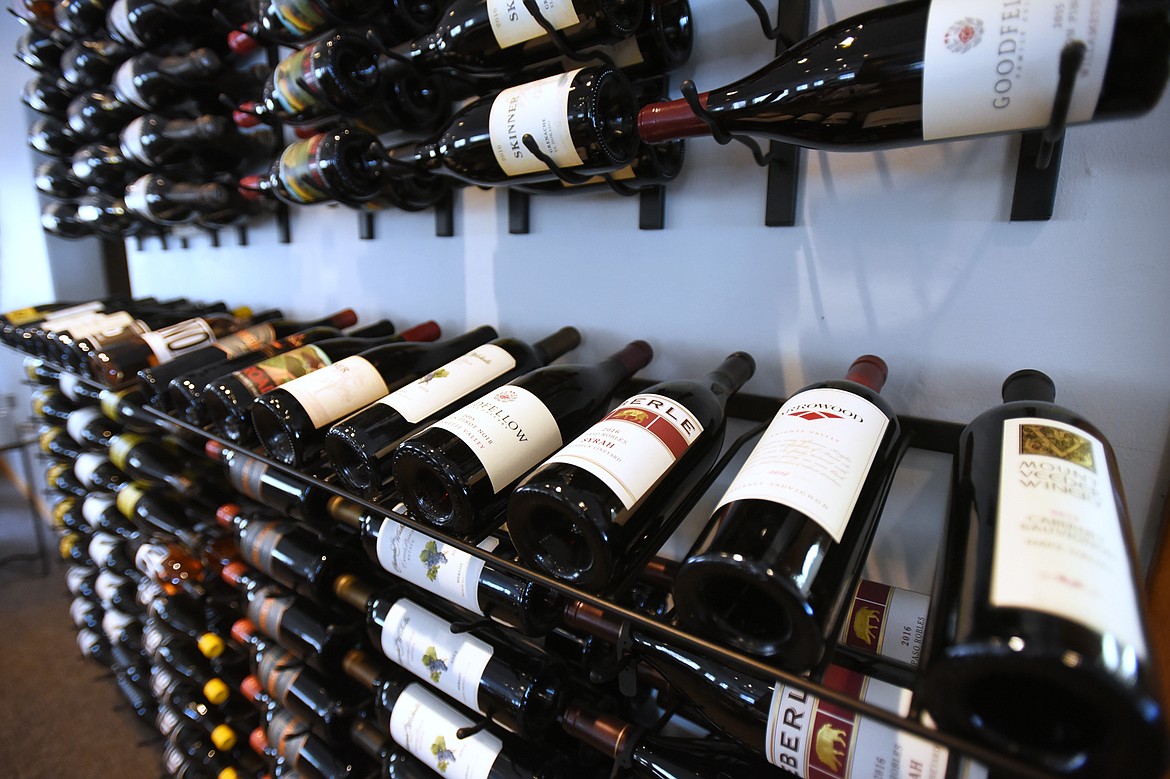 A large selection of wine on display at Stone Hill Kitchen + Bar in Bigfork on Wednesday, April 10. (Casey Kreider/Daily Inter Lake)