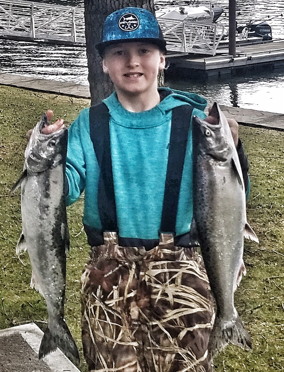 Drake Thompson, 11, of Hayden won the youth first place award for a 4 1/2 pound chinook. The derby was sponsored by Fins and Feathers Tackle Shop and Guide Service in Coeur d'Alene.