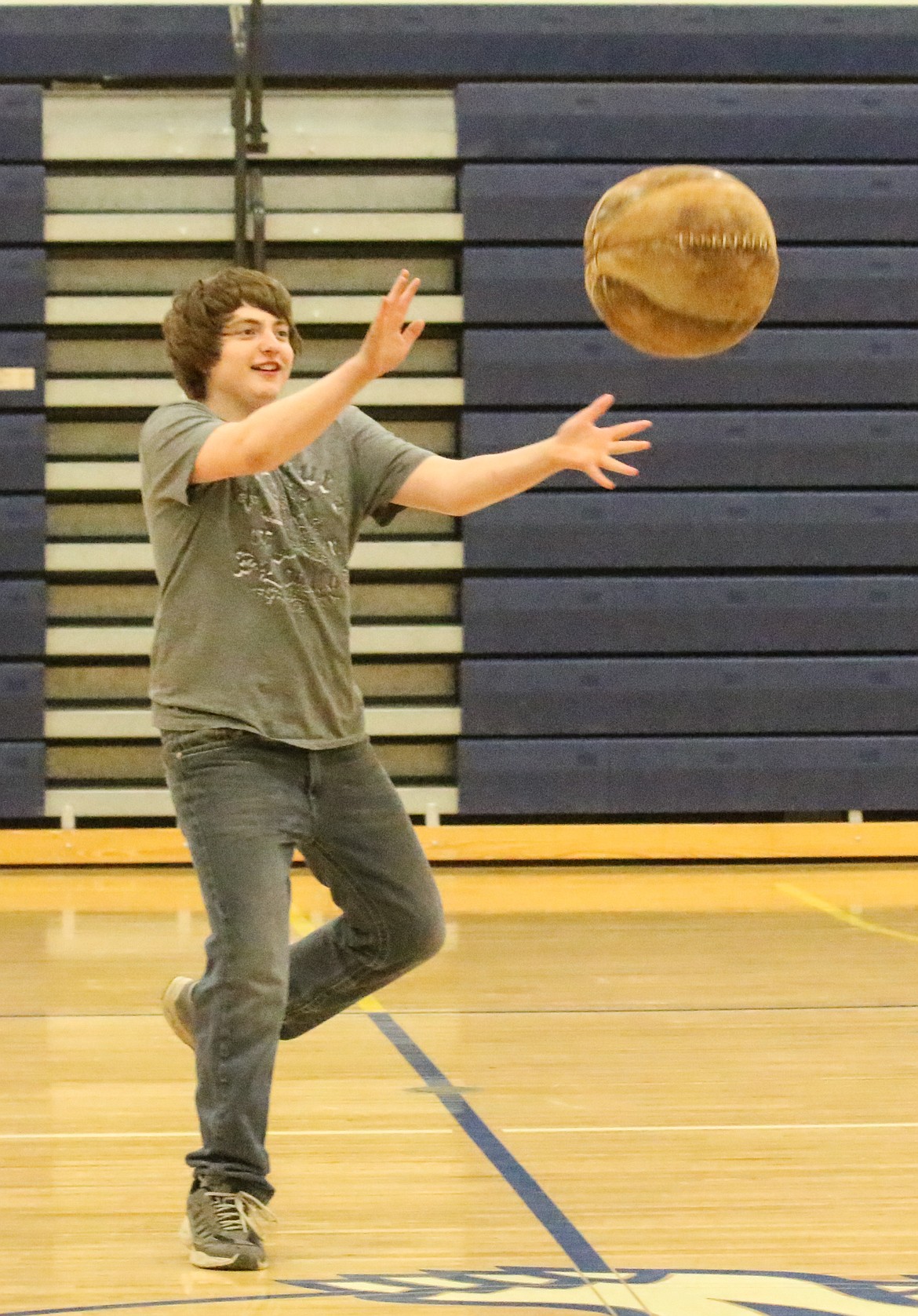 Photo by MANDI BATEMAN
Blake Garcia at the Night Activities program, which meets Friday evenings at Boundary County Middle School, features games that help the kids learn responsibility.