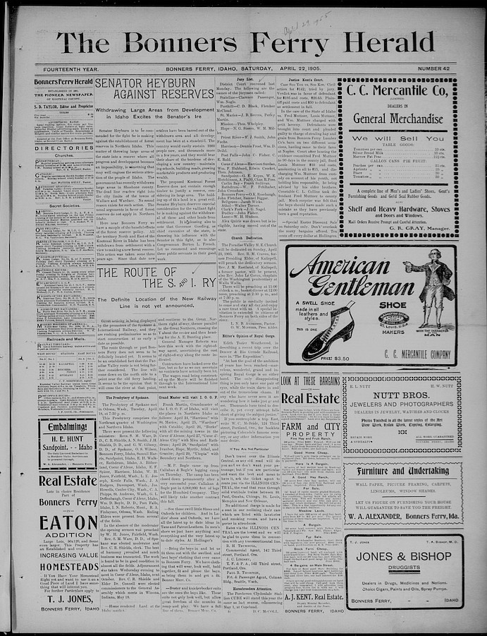 Courtesy photos
Issues of The Bonners Ferry Herald from 1904 to 1919 (above) and issues of the Kootenai Herald, from 1891 to 1904 (right), can now be found online, thanks to the National Digital Newspaper Program.