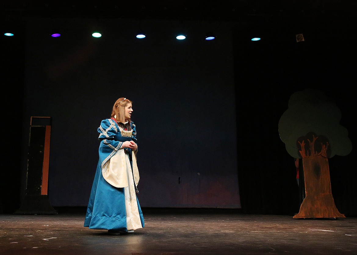 Princess Elisabeth Edmunds walks through the haunted forest during dress rehearsal for Lake City High&#146;s production of &#147;Once Upon a Forest.&#148; (LOREN BENOIT/Press)