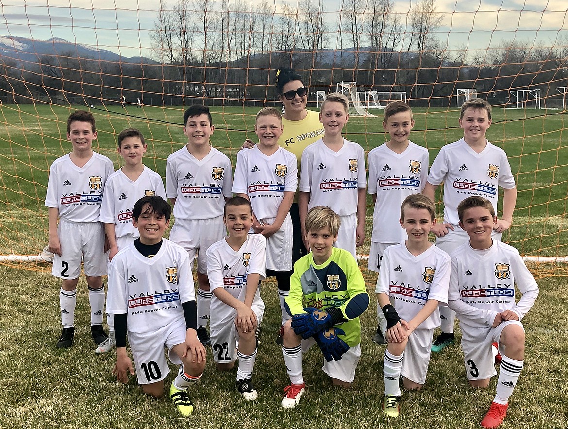 Courtesy photo
The North Idaho FC Spokane Boys 08 Rider soccer team beat Timbers-Thorns North FC Yellow 4-0 on April 16. They also beat the Timbers-Thorns North FC Green 2-1 on April 18. In the front row from left are Milo Griebel, Braden Smith, Xander Hirschi, Marty Babb and Tracen Crossley; and back row from left, Brody Burger McLuskie, Reid Thompson, Brady Navarrete, Jackson Reiswig, coach Ashley Rider, Collin Brunn, Henry Earnest and Paxton Grant.
