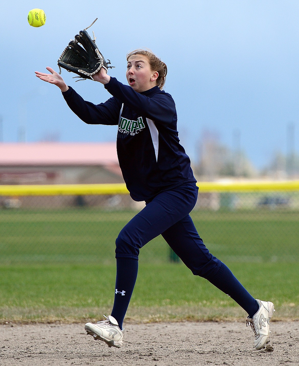 Glacier shortstop Jennifer Wallace catches a line drive in the sixth inning against Helena at Glacier High School on Saturday. (Casey Kreider/Daily Inter Lake)