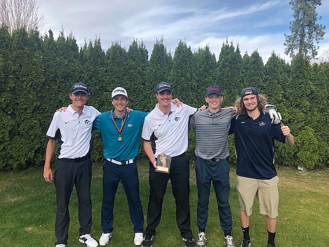 Courtesy photo
The Lake City boys golf team beat Coeur d&#146;Alene in a playoff to win the Post Falls Invitational Monday at The Highlands. Pictured from left: Ryan Chapman, Cameron Johnson, Davon Sandford, Brennen Froehlich
and Greyden Lee.